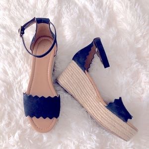 Suede navy espadrilles